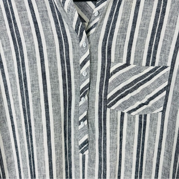 ADRIENNE VITTADINI LINEN STRIPED SHIRT DRESS SIZE (L) - Picture 8 of 12